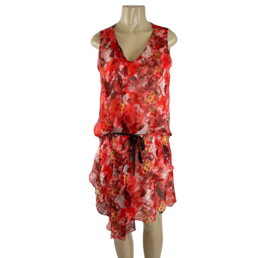 Sundance Catalog Silk Dress Size 8 Floral Flowy Asymmetric Hem Boho Fairycore